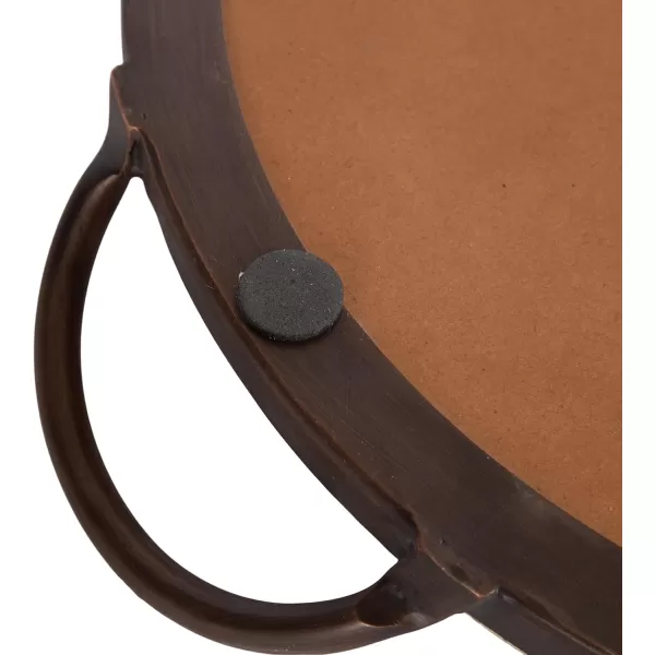 imageKate and Laurel Hazeltine Round Travertine Serving Tray with Handles 14 x 16 Natural Travertine and Bronze Transitional FoodSafe Stone Circle Tray for Coffee Table Tray or Charcuterie Board