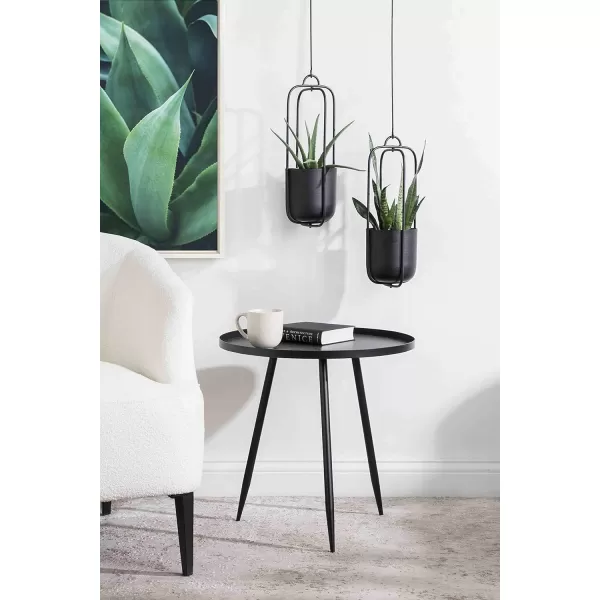 imageKate and Laurel Nobrey Modern Hanging Planters Set of 2 Black Metal Hanging Plant Pots for Indoor PlantsBlack
