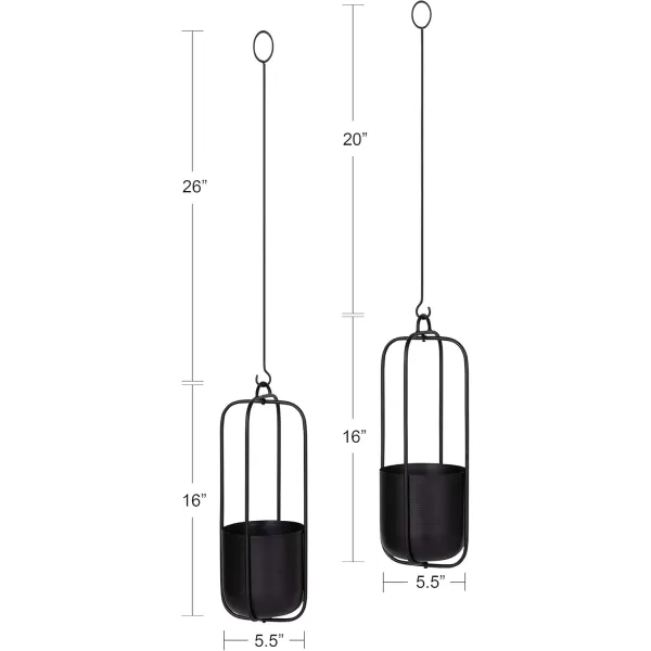 imageKate and Laurel Nobrey Modern Hanging Planters Set of 2 Black Metal Hanging Plant Pots for Indoor PlantsBlack