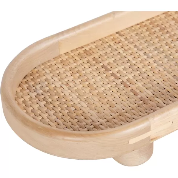 imageKate and Laurel Planche Decorative Capsule Woven Tray with Solid Wood Frame 27 x 8 Natural Brown Modern Slim Wood Rectangle Serving Tray for Living RoomNatural