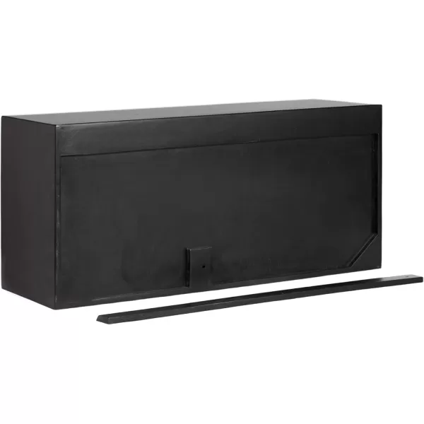 imageKate and Laurel Ranier Modern Wooden TwoDoor Wall Cabinet 30 x 10 x 14 Black Decorative Storage Cabinet with Dimensional Face for Use as Floating Nightstand or Floating TV ShelfBlack