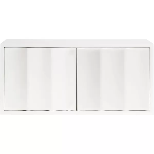 imageKate and Laurel Sartell Modern Wooden TwoDoor Wall Cabinet 30 x 10 x 14 White Decorative Modern Storage Cabinet with Dimensional Face for Use as Floating Nightstand or Cute Nursery Shelf Storage