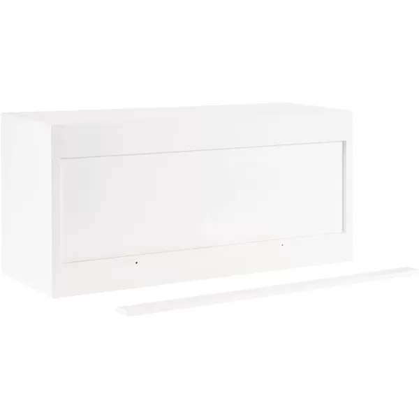 imageKate and Laurel Sartell Modern Wooden TwoDoor Wall Cabinet 30 x 10 x 14 White Decorative Modern Storage Cabinet with Dimensional Face for Use as Floating Nightstand or Cute Nursery Shelf Storage