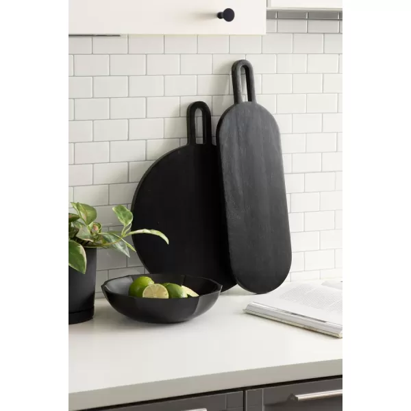 imageKate and Laurel Staven Transitional TwoPiece Serving Boards Set 7 x 22 and 14 x 18 Black Modern FoodSafe Charcuterie Boards with Solid Mango Construction for Use as Kitchen Countertop Decor