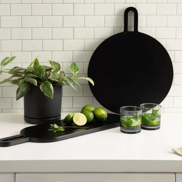 imageKate and Laurel Staven Transitional TwoPiece Serving Boards Set 7 x 22 and 14 x 18 Black Modern FoodSafe Charcuterie Boards with Solid Mango Construction for Use as Kitchen Countertop Decor