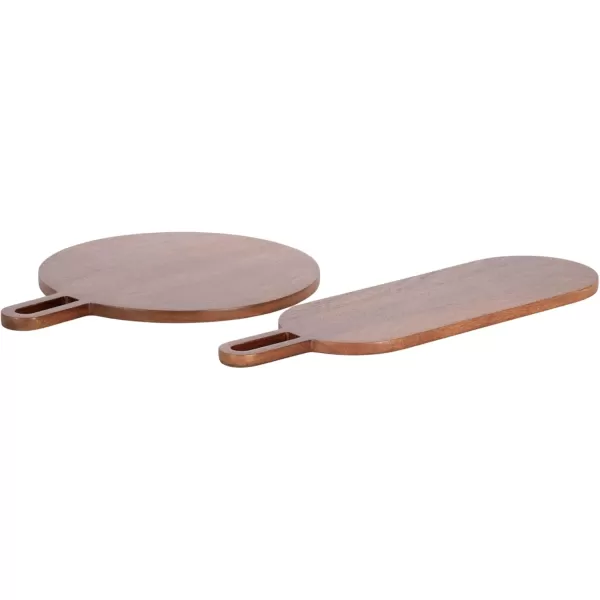 imageKate and Laurel Staven Transitional TwoPiece Serving Boards Set 7 x 22 and 14 x 18 Walnut Brown Modern FoodSafe Charcuterie Boards from Solid Mango Wood for Use as Kitchen Countertop Decor