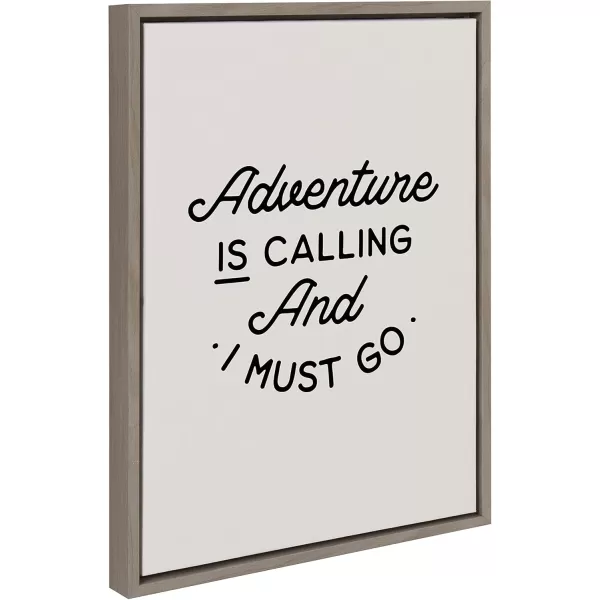imageKate and Laurel Sylvie Adventure is Calling Framed Canvas Wall Art by The Creative Bunch Studio 18x24 Gray Inspirational Art for Wall
