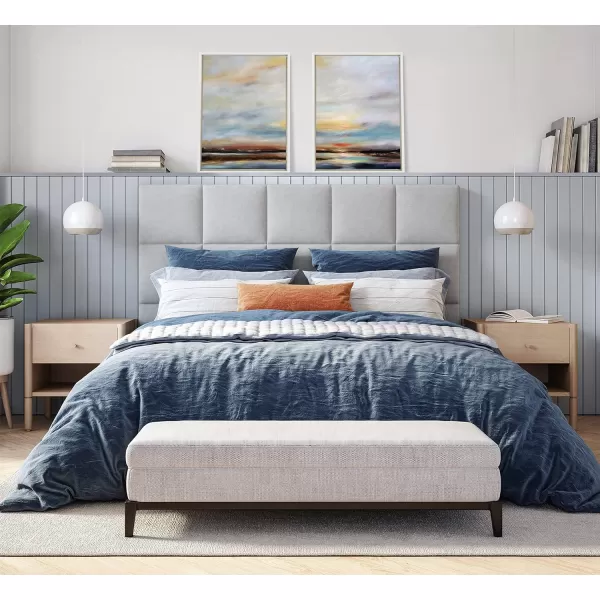 imageKate and Laurel Sylvie Carolina Sunset Diptych Framed Canvas Wall Art Set by Mary Sparrow 2 piece 18x24 Gold Natural Beach Landscape Art Set for Home Wall DcorWhite