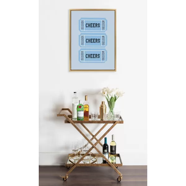 imageKate and Laurel Sylvie Cheers Blue Ticket Framed Canvas Wall Art by Alli Standefer 18x24 Bright Gold Admission Ticket Art for Wall