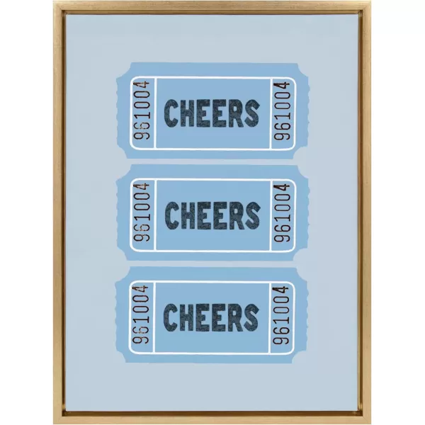 imageKate and Laurel Sylvie Cheers Blue Ticket Framed Canvas Wall Art by Alli Standefer 18x24 Bright Gold Admission Ticket Art for Wall