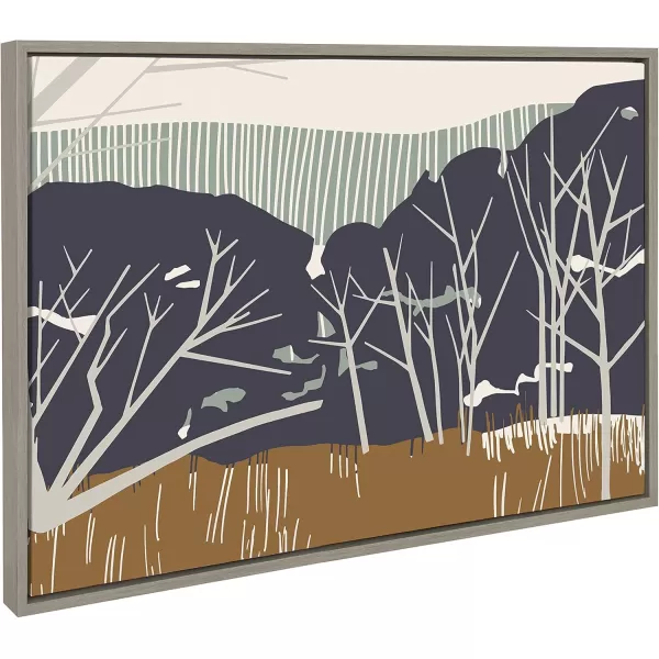 imageKate and Laurel Sylvie Daily Walk Marsh Horizontal Framed Canvas Wall Art by Hannah Beisang 23x33 Gray Unique Abstract Natural Art for Wall