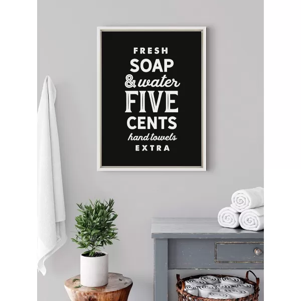 imageKate and Laurel Sylvie Fresh Soap Black Framed Canvas Wall Art by Maggie Price of Hunt and Gather Goods 18x24 White Vintage Sign Art for Wall