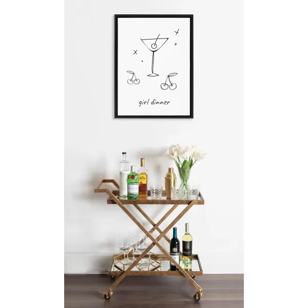 imageKate and Laurel Sylvie Girl Dinner Framed Canvas Wall Art by Honey Island Studio 18x24 Bright Gold Cute Martini Glass Art for WallBlack