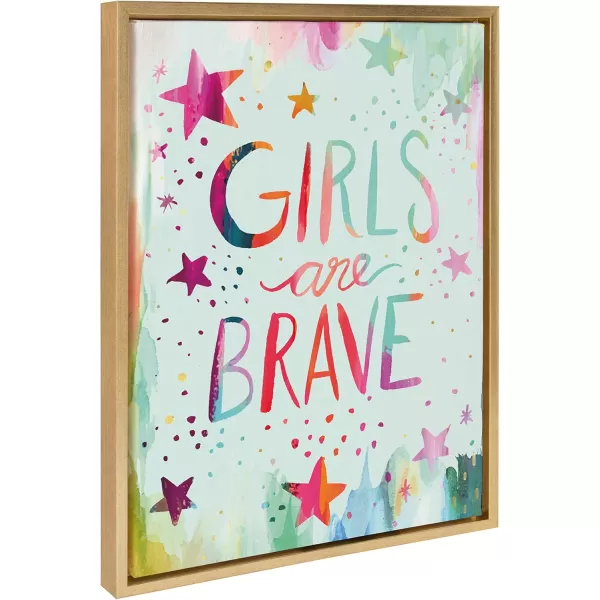 imageKate and Laurel Sylvie Girls are Brave Framed Canvas Wall Art by Jessi Raulet of Ettavee 18x24 Gold Inspirational Wall Decor