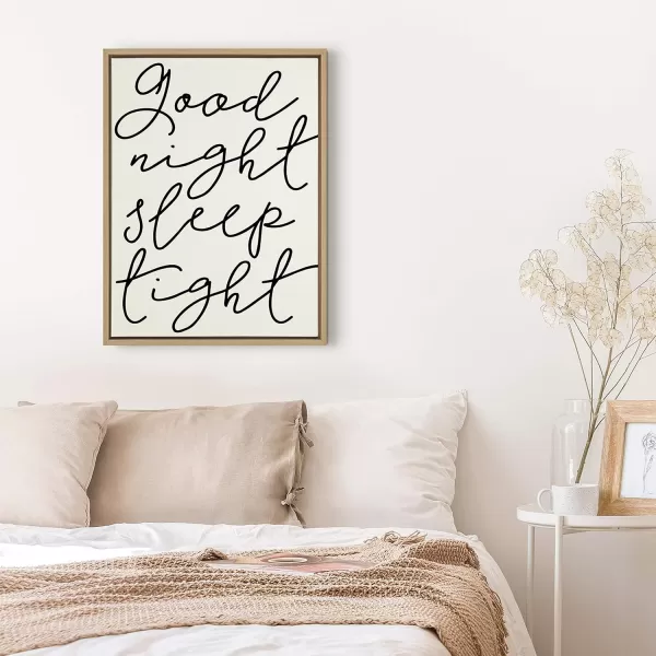 imageKate and Laurel Sylvie Good Night Sleep Tight Framed Linen Textured Canvas Wall Art by Maggie Price of Hunt and Gather Goods 18x24 Natural