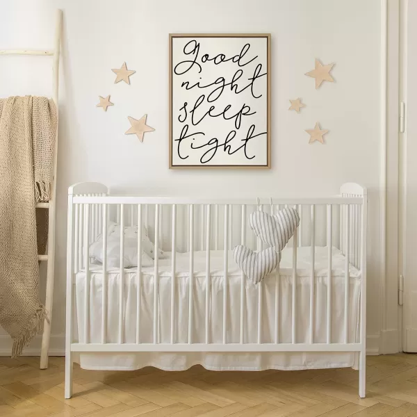 imageKate and Laurel Sylvie Good Night Sleep Tight Framed Linen Textured Canvas Wall Art by Maggie Price of Hunt and Gather Goods 18x24 Natural