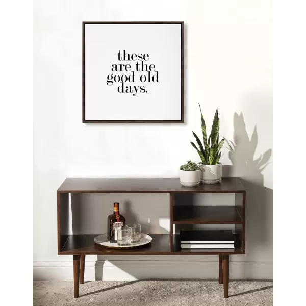 imageKate and Laurel Sylvie Good Old Days Framed Canvas Wall Art by Maggie Price of Hunt and Gather Goods 24x24 Walnut Brown Motivational Art for WallBrown