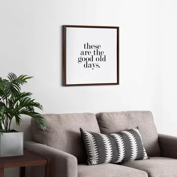 imageKate and Laurel Sylvie Good Old Days Framed Canvas Wall Art by Maggie Price of Hunt and Gather Goods 24x24 Walnut Brown Motivational Art for WallBrown