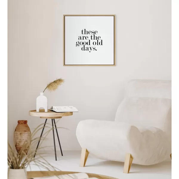 imageKate and Laurel Sylvie Good Old Days Framed Canvas Wall Art by Maggie Price of Hunt and Gather Goods 24x24 Walnut Brown Motivational Art for WallNatural