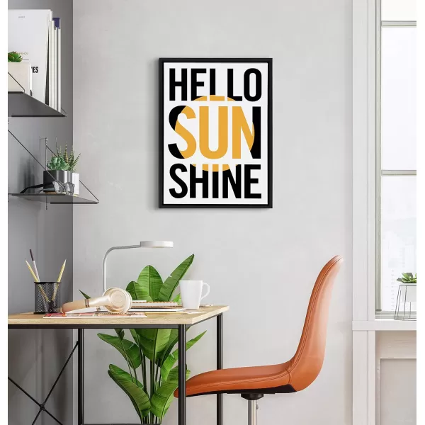 imageKate and Laurel Sylvie Hello Sunshine Framed Canvas Wall Art by Rocket Jack 18x24 Black Happy Inspirational Wall Decor