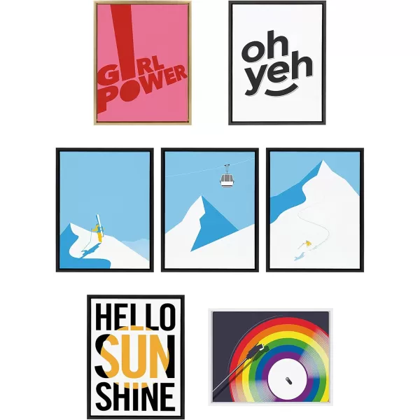 imageKate and Laurel Sylvie Hello Sunshine Framed Canvas Wall Art by Rocket Jack 18x24 Black Happy Inspirational Wall Decor