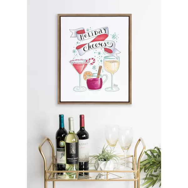 imageKate and Laurel Sylvie Holiday Cheers Framed Canvas Wall Art by Valerie McKeehan 18x24 Gold Holiday Inspired Bar Art