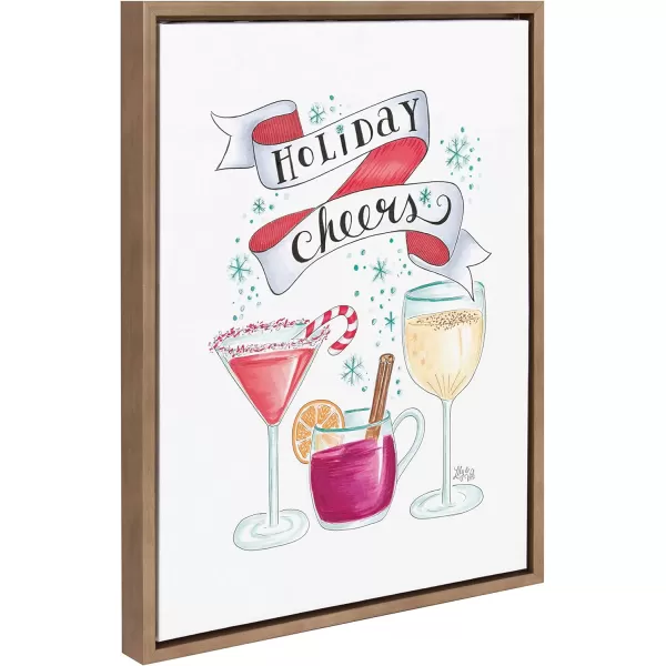 imageKate and Laurel Sylvie Holiday Cheers Framed Canvas Wall Art by Valerie McKeehan 18x24 Gold Holiday Inspired Bar Art