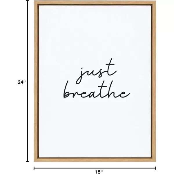 imageKate and Laurel Sylvie Just Breathe Black and White Framed Canvas Wall Art by The Creative Bunch Studio 18x24 Gold Simple Motivational Art Self Care Wall DcorNatural