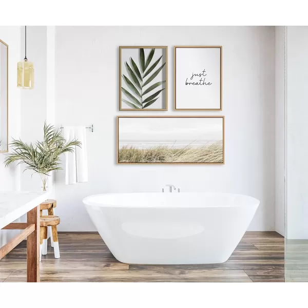 imageKate and Laurel Sylvie Just Breathe Black and White Framed Canvas Wall Art by The Creative Bunch Studio 18x24 Gold Simple Motivational Art Self Care Wall DcorNatural