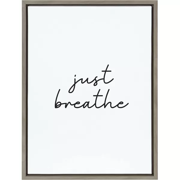 imageKate and Laurel Sylvie Just Breathe Black and White Framed Canvas Wall Art by The Creative Bunch Studio 18x24 Gold Simple Motivational Art Self Care Wall DcorGray