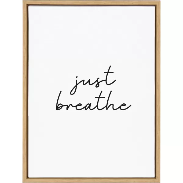 imageKate and Laurel Sylvie Just Breathe Black and White Framed Canvas Wall Art by The Creative Bunch Studio 18x24 Gold Simple Motivational Art Self Care Wall DcorNatural