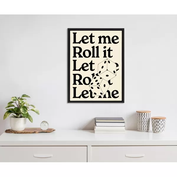 imageKate and Laurel Sylvie Let Me Roll It Framed Canvas Wall Art by Alli Standefer 18x24 Black Modern Casino Dice Art for Wall