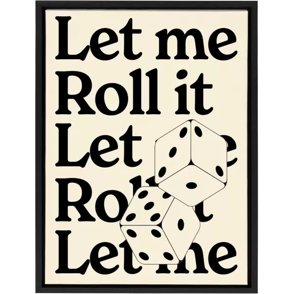imageKate and Laurel Sylvie Let Me Roll It Framed Canvas Wall Art by Alli Standefer 18x24 Black Modern Casino Dice Art for Wall