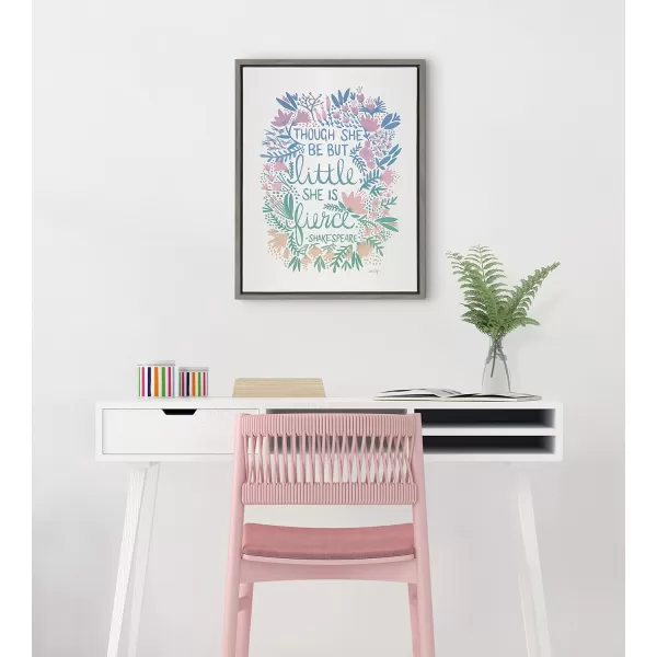 imageKate and Laurel Sylvie Little Fierce Lavender and Mint Framed Canvas Wall Art by Cat Coquillette 18x24 Gray Inspirational Art for Wall