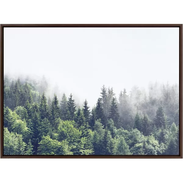 imageKate and Laurel Sylvie Lush Green Forest on a Foggy Day Framed Canvas Wall Art by The Creative Bunch Studio 23x33 Brown Mystifying Nature Art for WallBrown