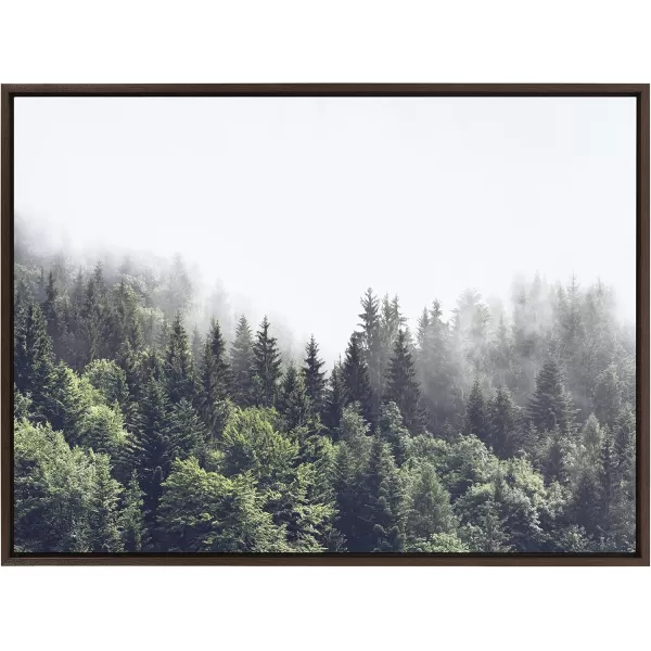 imageKate and Laurel Sylvie Lush Green Forest on a Foggy Day Framed Canvas Wall Art by The Creative Bunch Studio 23x33 Brown Mystifying Nature Art for WallBrown
