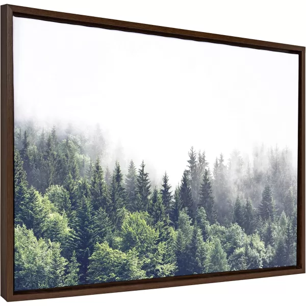 imageKate and Laurel Sylvie Lush Green Forest on a Foggy Day Framed Canvas Wall Art by The Creative Bunch Studio 23x33 Brown Mystifying Nature Art for WallBrown