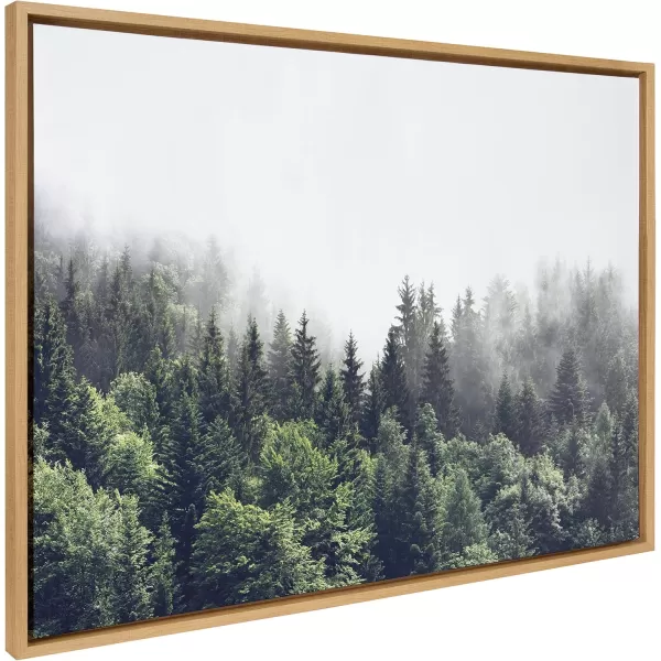imageKate and Laurel Sylvie Lush Green Forest on a Foggy Day Framed Canvas Wall Art by The Creative Bunch Studio 23x33 Brown Mystifying Nature Art for WallNatural