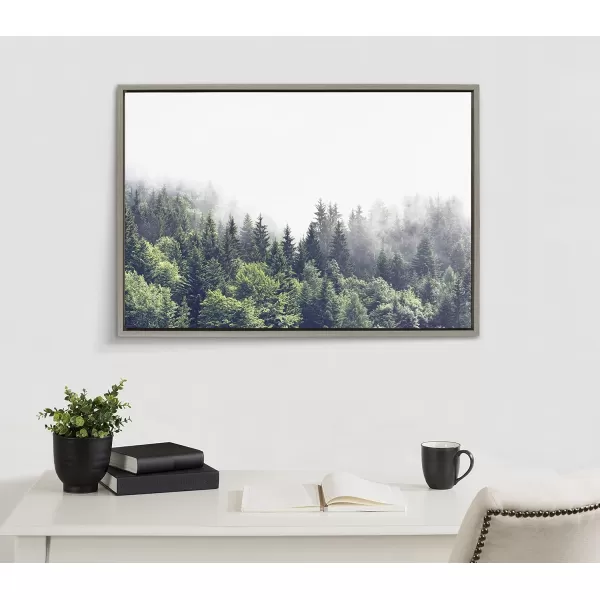 imageKate and Laurel Sylvie Lush Green Forest on a Foggy Day Framed Canvas Wall Art by The Creative Bunch Studio 23x33 Brown Mystifying Nature Art for WallGray