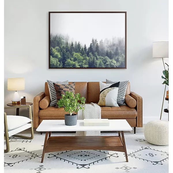 imageKate and Laurel Sylvie Lush Green Forest on a Foggy Day Framed Canvas Wall Art by The Creative Bunch Studio 23x33 Brown Mystifying Nature Art for WallBrown