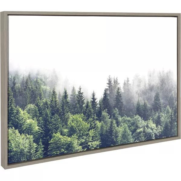 imageKate and Laurel Sylvie Lush Green Forest on a Foggy Day Framed Canvas Wall Art by The Creative Bunch Studio 23x33 Brown Mystifying Nature Art for WallGray
