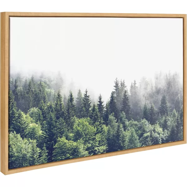 imageKate and Laurel Sylvie Lush Green Forest on a Foggy Day Framed Canvas Wall Art by The Creative Bunch Studio 23x33 Brown Mystifying Nature Art for WallNatural