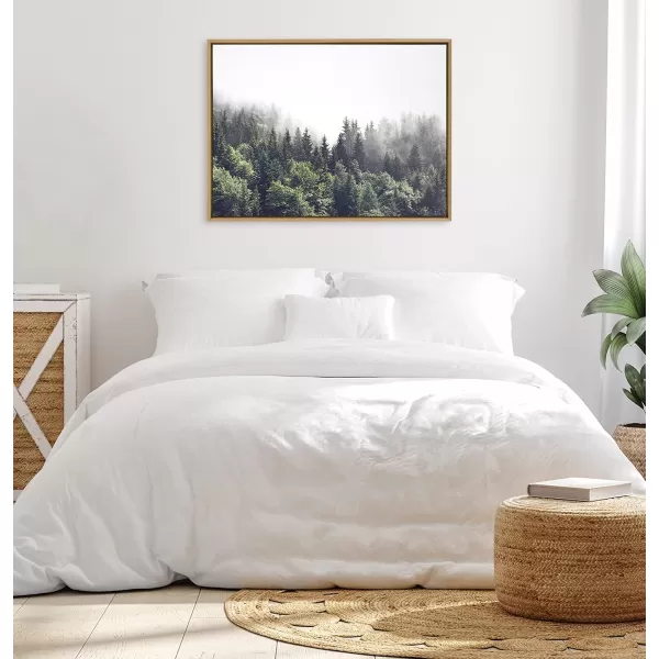 imageKate and Laurel Sylvie Lush Green Forest on a Foggy Day Framed Canvas Wall Art by The Creative Bunch Studio 23x33 Brown Mystifying Nature Art for WallNatural