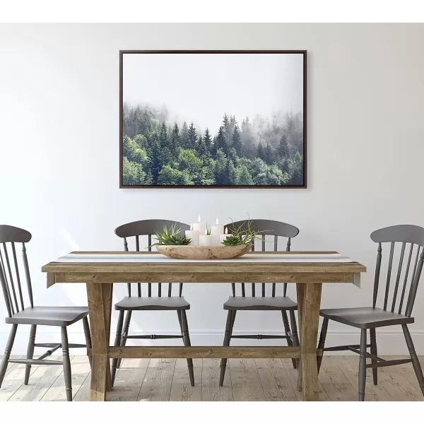 imageKate and Laurel Sylvie Lush Green Forest on a Foggy Day Framed Canvas Wall Art by The Creative Bunch Studio 23x33 Brown Mystifying Nature Art for WallBrown