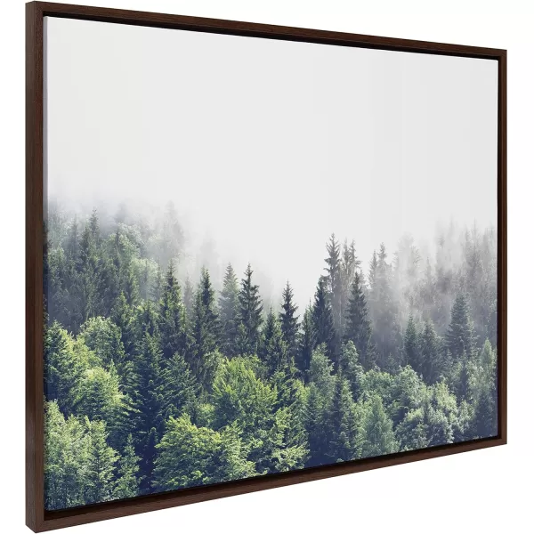 imageKate and Laurel Sylvie Lush Green Forest on a Foggy Day Framed Canvas Wall Art by The Creative Bunch Studio 23x33 Brown Mystifying Nature Art for WallBrown