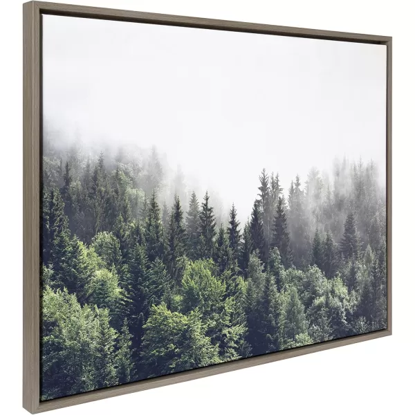 imageKate and Laurel Sylvie Lush Green Forest on a Foggy Day Framed Canvas Wall Art by The Creative Bunch Studio 23x33 Brown Mystifying Nature Art for WallGray