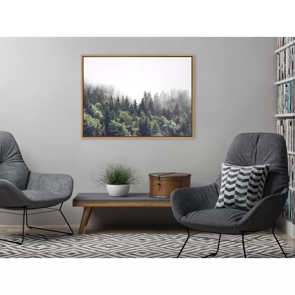 imageKate and Laurel Sylvie Lush Green Forest on a Foggy Day Framed Canvas Wall Art by The Creative Bunch Studio 23x33 Brown Mystifying Nature Art for WallNatural