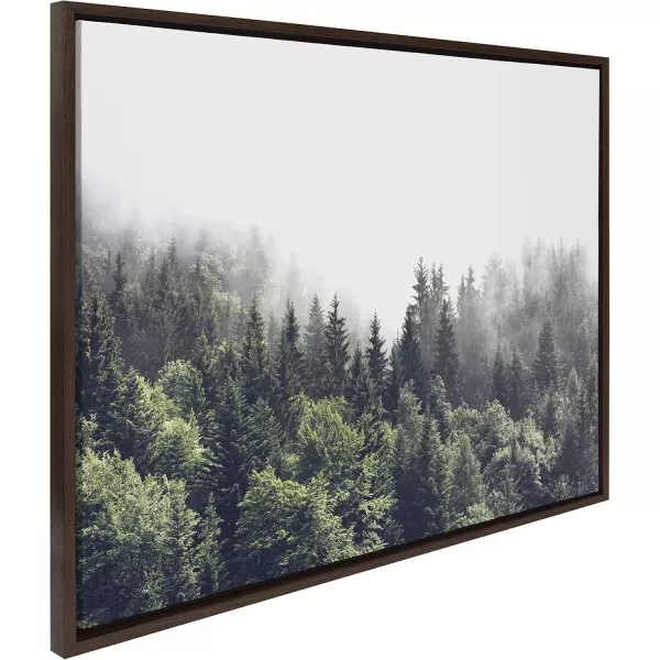 imageKate and Laurel Sylvie Lush Green Forest on a Foggy Day Framed Canvas Wall Art by The Creative Bunch Studio 23x33 Brown Mystifying Nature Art for WallBrown