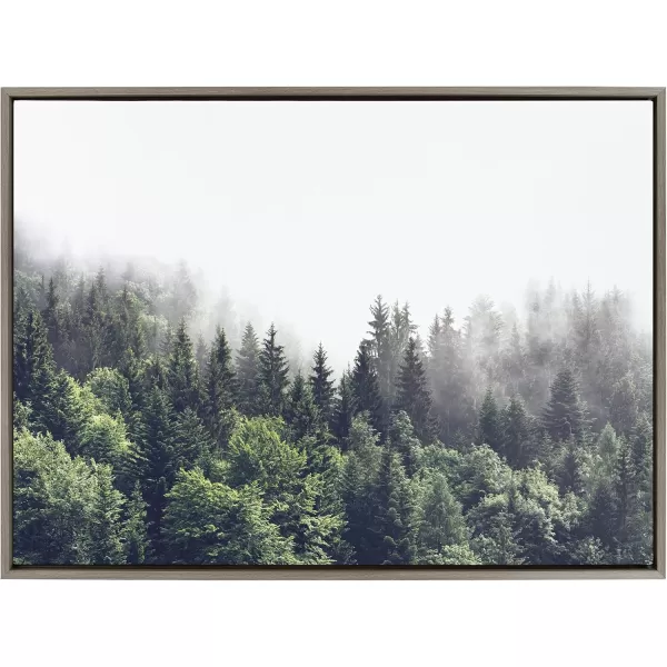 imageKate and Laurel Sylvie Lush Green Forest on a Foggy Day Framed Canvas Wall Art by The Creative Bunch Studio 23x33 Brown Mystifying Nature Art for WallGray