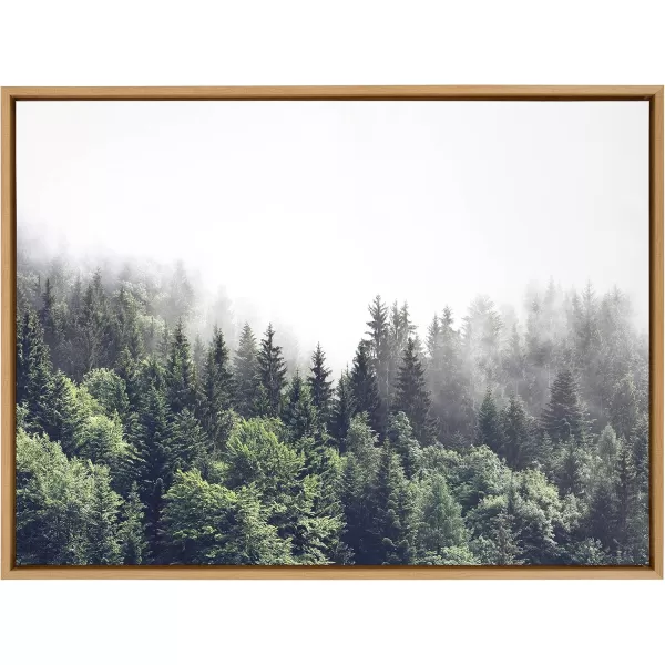 imageKate and Laurel Sylvie Lush Green Forest on a Foggy Day Framed Canvas Wall Art by The Creative Bunch Studio 23x33 Brown Mystifying Nature Art for WallNatural
